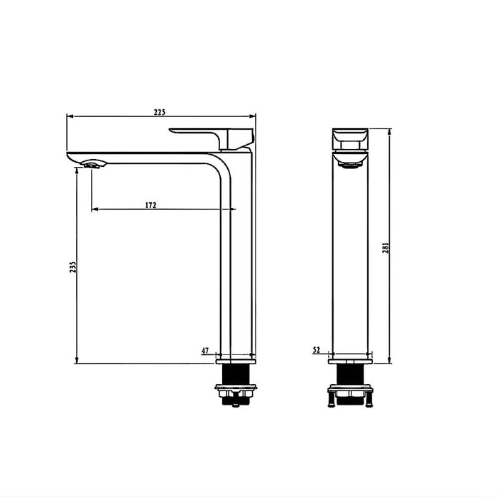 Otti Oskar Brushed Gold/Brushed Nickel/Chrome/Gun Metal/Matt Black Electroplated Pvd Durable High-Quality Finish Tall Basin Mixer