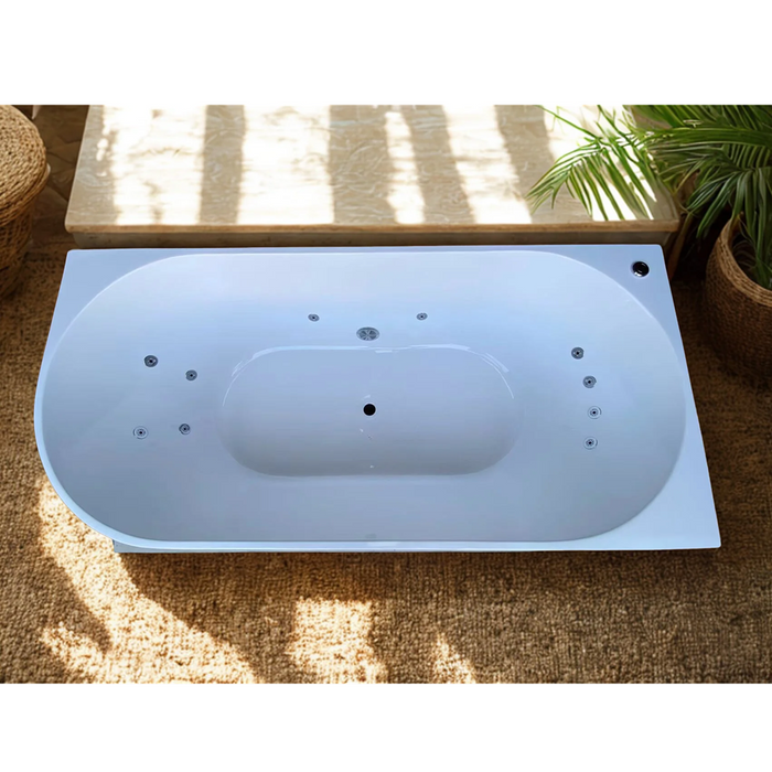 1700*800*580mm Broadway Oviedo Gloss White/Matt White 10 Jets Fluted Back To Wall Freestanding Spa Bath