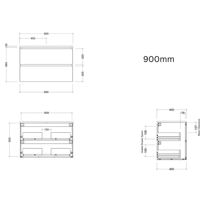 TIMBERLINE OXBOW CUSTOM WALL HUNG VANITY (ALL SIZING)