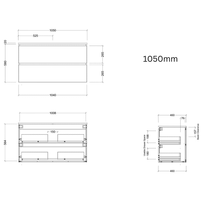 TIMBERLINE OXBOW CUSTOM WALL HUNG VANITY (ALL SIZING)