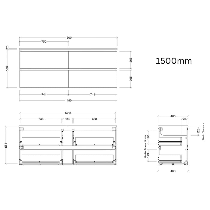 TIMBERLINE OXBOW CUSTOM WALL HUNG VANITY (ALL SIZING)