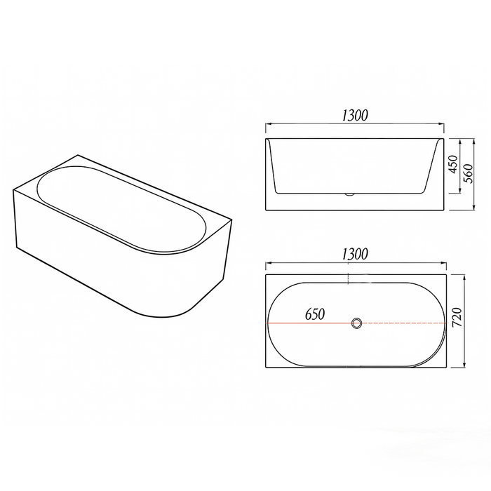 1300-1400mm Sima Oliver Gloss White Acrylic Corner Bathtub No Overflow