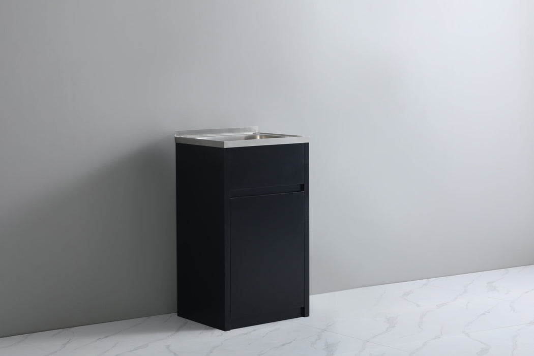 454*555*890mm 35 Litre Matte Black 304 Stainless Steel Sink With PVC Laundry Tub Cabinet