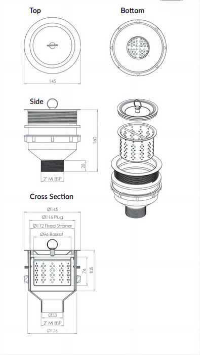 Removable Basket to Suit 125mm Scraptrap (SSBW-1)