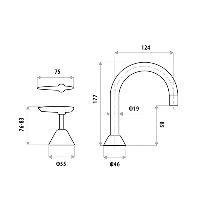 Kirra Lever Swivel Spout Basin Set Chrome Three-Piece Set