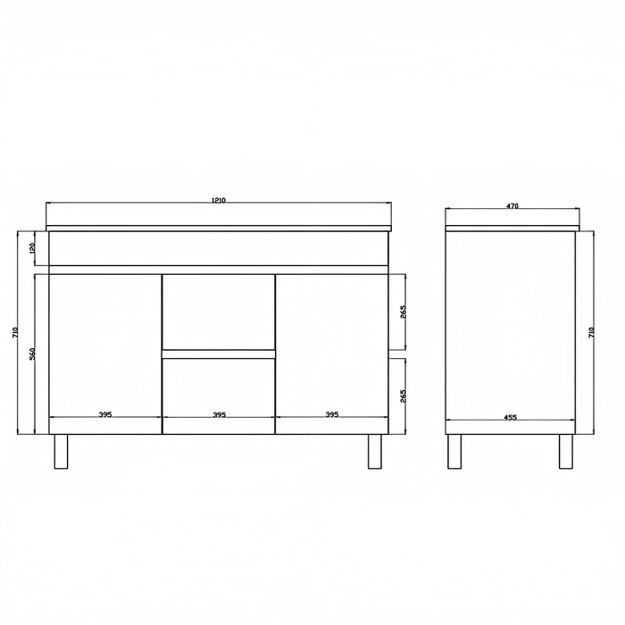 900-1800*460*880mm Standard PVC Gloss White Freestanding Vanity With Kickboard