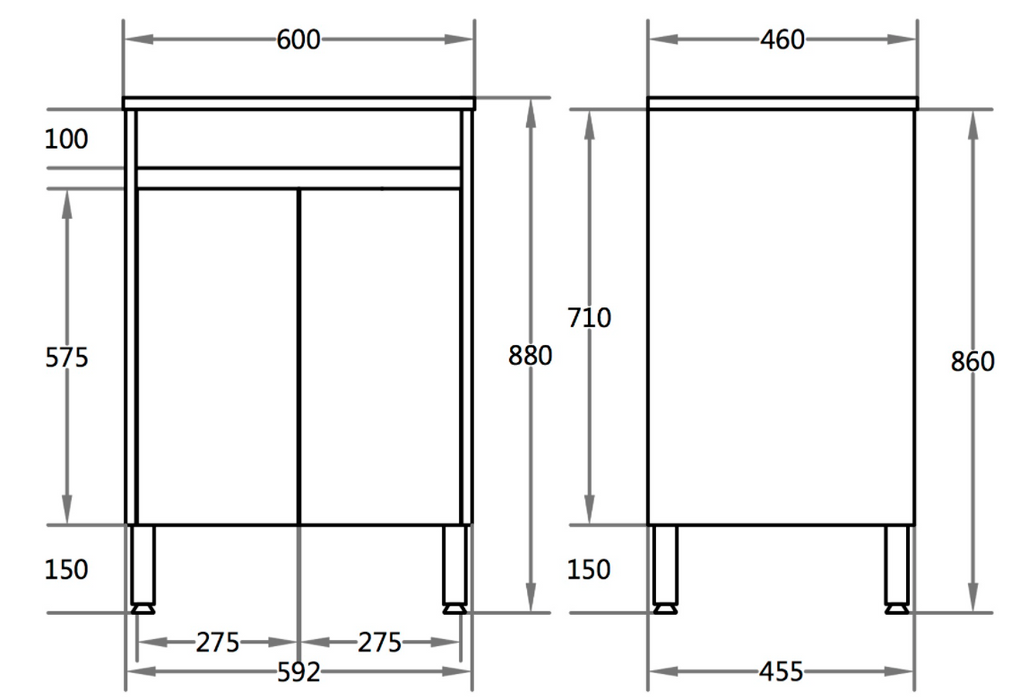 600-750*460mm Bathroom Vanity Standard PVC Gloss White Freestanding With Legs Vanity - HD reno