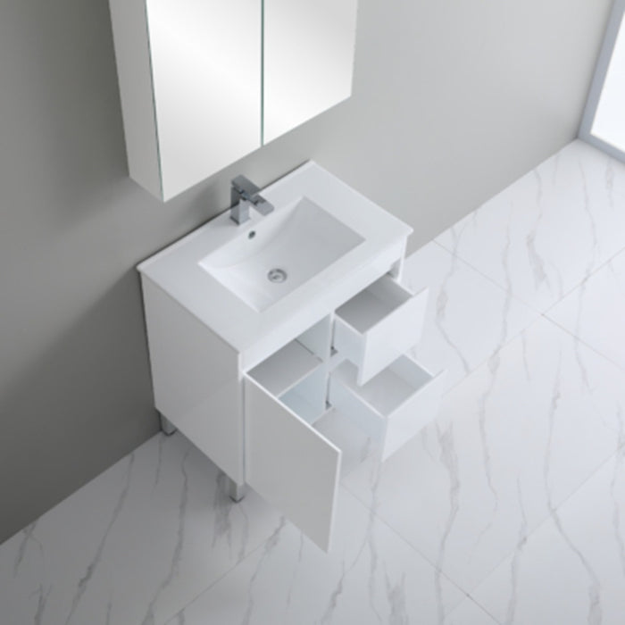 600-900*370mm Bathroom Slim Vanity PVC White Freestanding/Wall Hung Soft Closing Doors / Drawers Cabinet Only and Ceramic Top Available