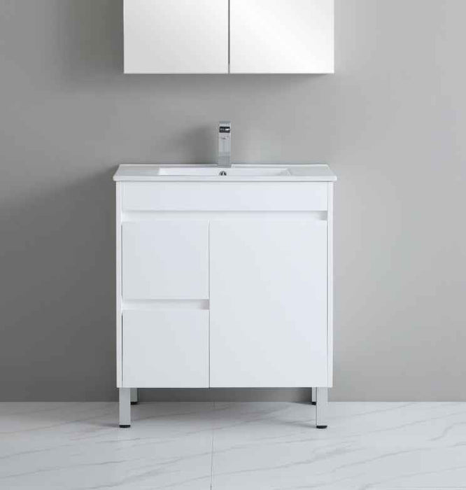 600-750*460mm Bathroom Vanity Standard PVC Gloss White Freestanding With Kickboard Vanity