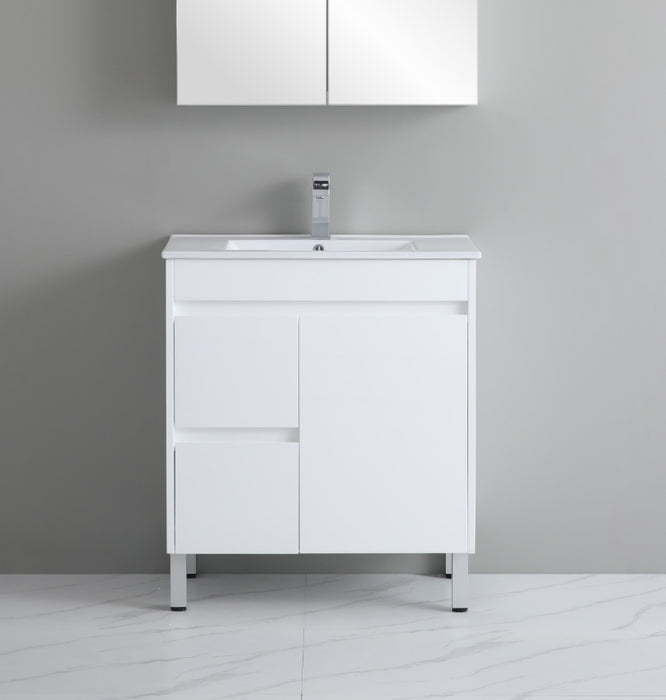 600-750*460mm Bathroom Vanity Standard PVC Gloss White Freestanding With Legs Vanity - HD reno