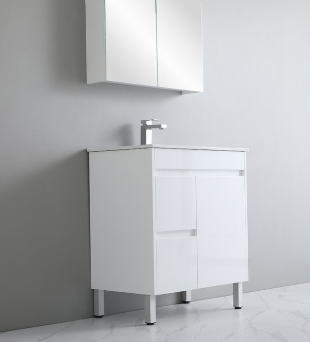 600-750*460mm Bathroom Vanity Standard PVC Gloss White Freestanding With Legs Vanity - HD reno