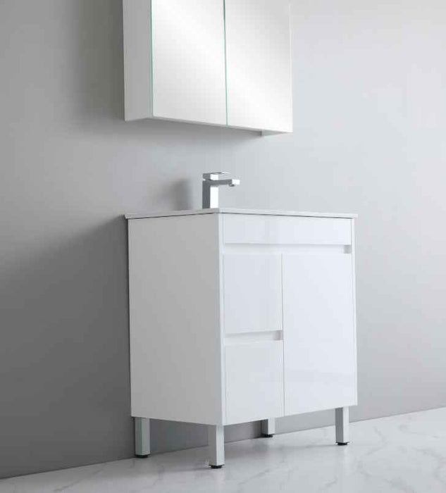 600-750*460mm Bathroom Vanity Standard PVC Gloss White Freestanding With Kickboard Vanity