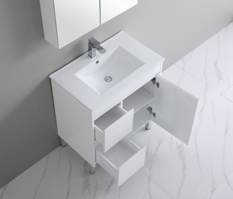 600-750*460mm Bathroom Vanity Standard PVC Gloss White Freestanding With Legs Vanity - HD reno