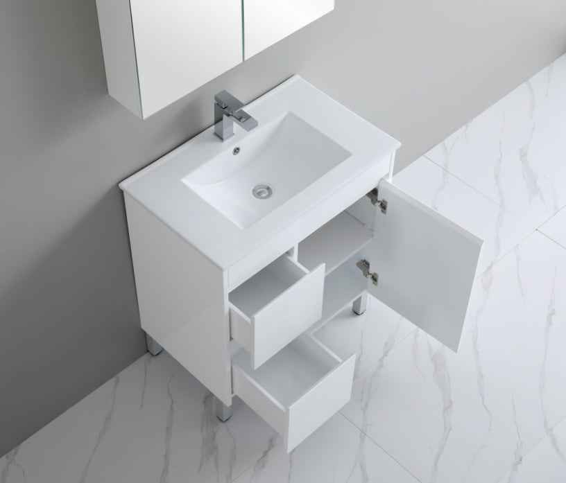 600-750*460mm Bathroom Vanity Standard PVC Gloss White Freestanding With Kickboard Vanity
