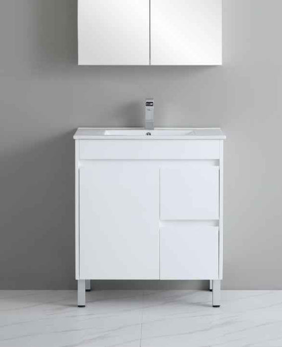 600-750*460mm Bathroom Vanity Standard PVC Gloss White Freestanding With Kickboard Vanity