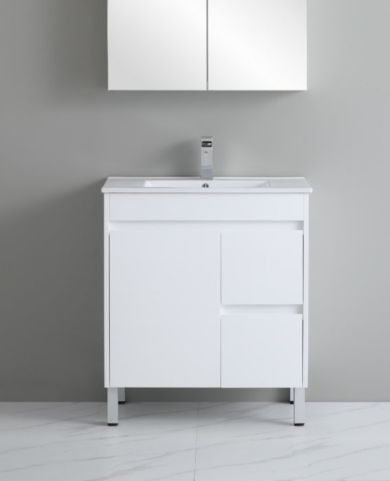 600-750*460mm Bathroom Vanity Standard PVC Gloss White Freestanding With Legs Vanity - HD reno