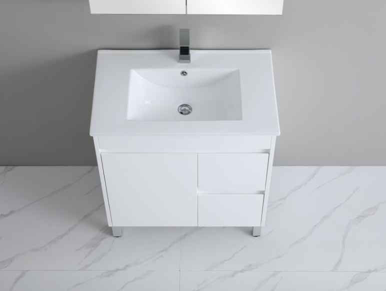 600-750*460mm Bathroom Vanity Standard PVC Gloss White Freestanding With Kickboard Vanity