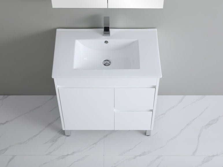 600-750*460mm Bathroom Vanity Standard PVC Gloss White Freestanding With Legs Vanity - HD reno