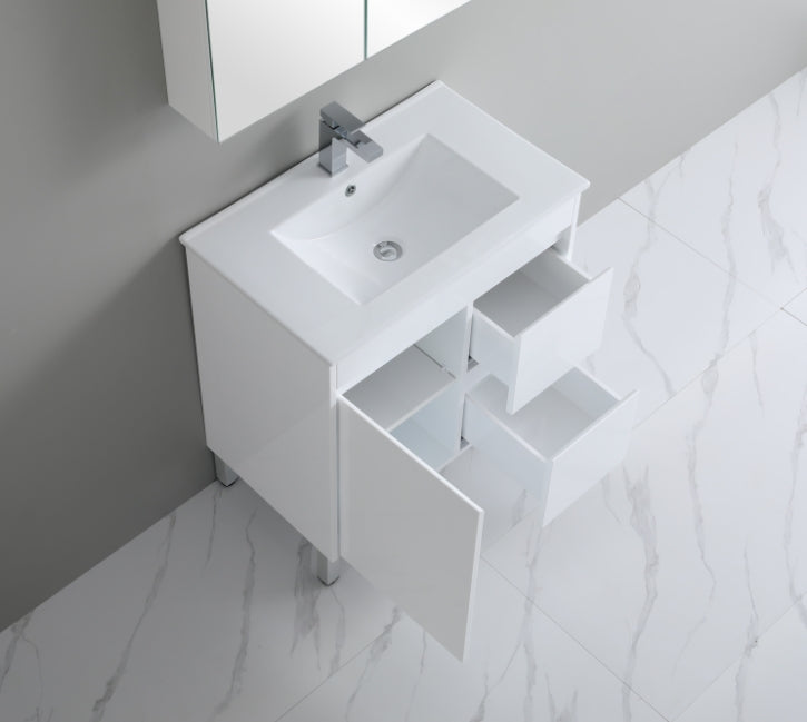 600-750*460mm Bathroom Vanity Standard PVC Gloss White Freestanding With Legs Vanity - HD reno