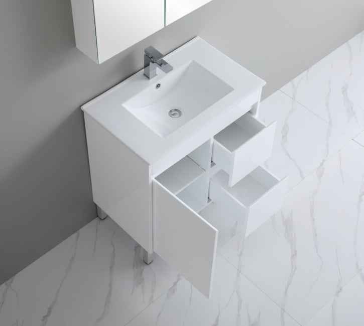 600-750*460mm Bathroom Vanity Standard PVC Gloss White Freestanding With Kickboard Vanity