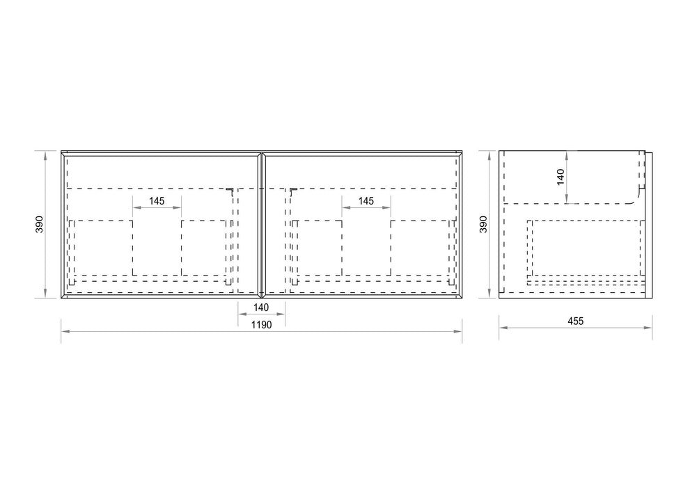 1200-1500*455*390mm Mercio Paris Walnut Woodmatt Sharp-Edged Wall Hung Vanity