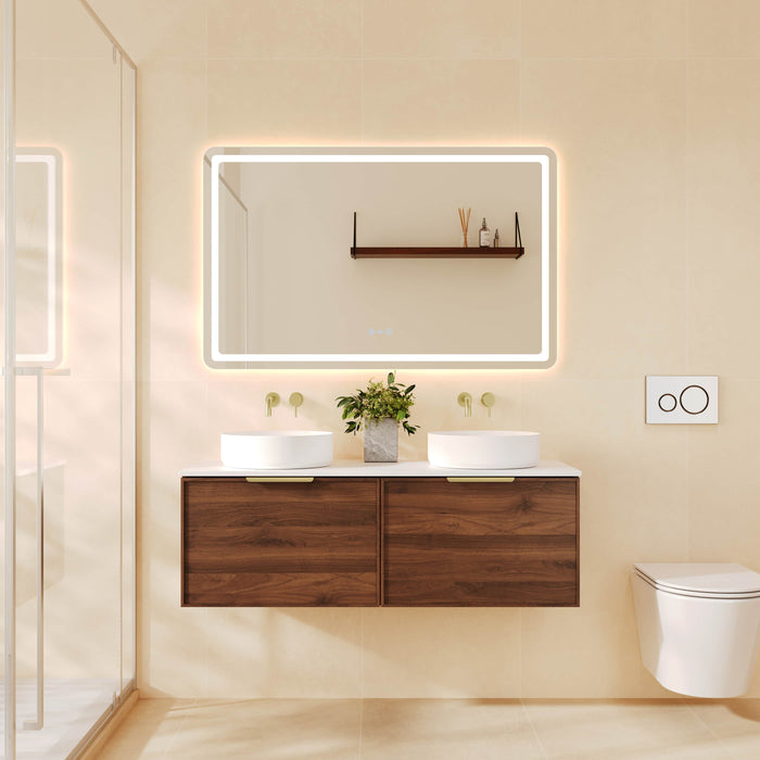 1200-1500*455*390mm Mercio Paris Walnut Woodmatt Sharp-Edged Wall Hung Vanity
