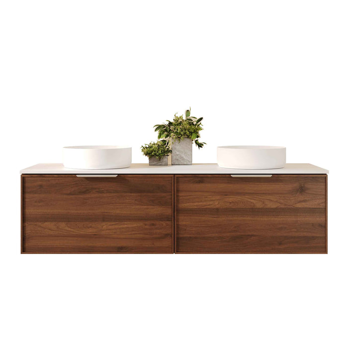 1200-1500*455*390mm Mercio Paris Walnut Woodmatt Sharp-Edged Wall Hung Vanity