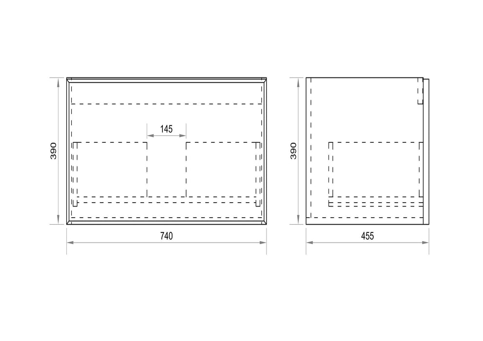 600-900*455*390mm Mercio Paris Walnut Woodmatt Sharp-Edged Wall Hung Vanity