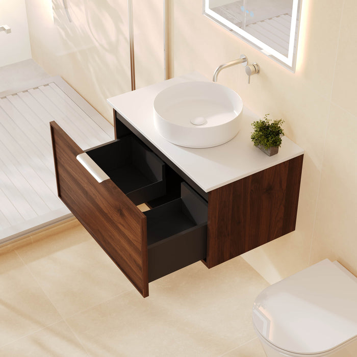 600-900*455*390mm Mercio Paris Walnut Woodmatt Sharp-Edged Wall Hung Vanity