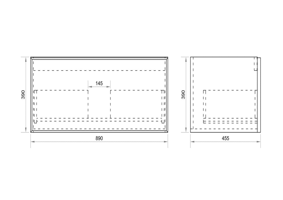 600-900*455*390mm Mercio Paris Walnut Woodmatt Sharp-Edged Wall Hung Vanity