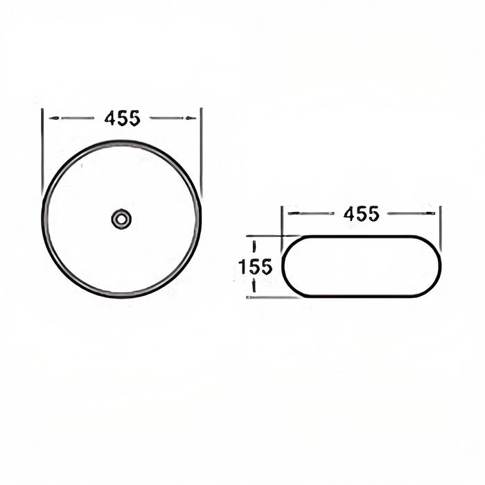 455*455*155mm Poseidon Art PA4545 Gloss White And Grey Silicone Ceramic Round Above Counter Basin