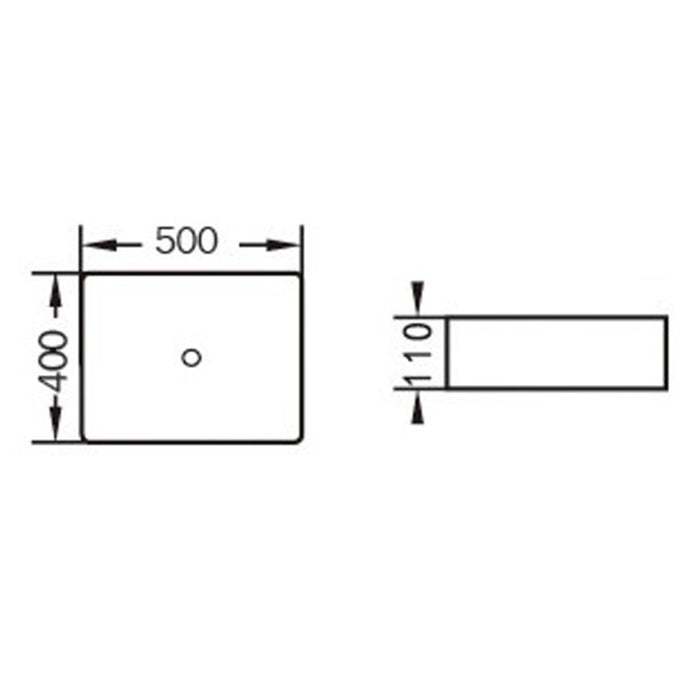 500*400*110mm Poseidon Ultra Slim PA5040 Gloss White Ceramic Rectangle Above Counter Basin