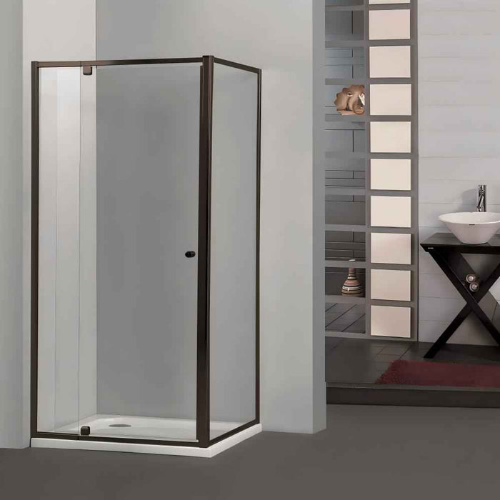 700-1470x2000mm Semi-frameless L Shape Pivot Door with Return Panel Chrome/Black Fittings 6mm Glass Shower Screens
