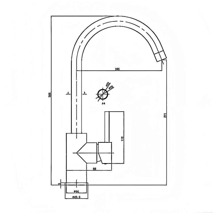 ACL Otus Chrome/Matt Black Pin Lever Gooseneck Sink Mixer