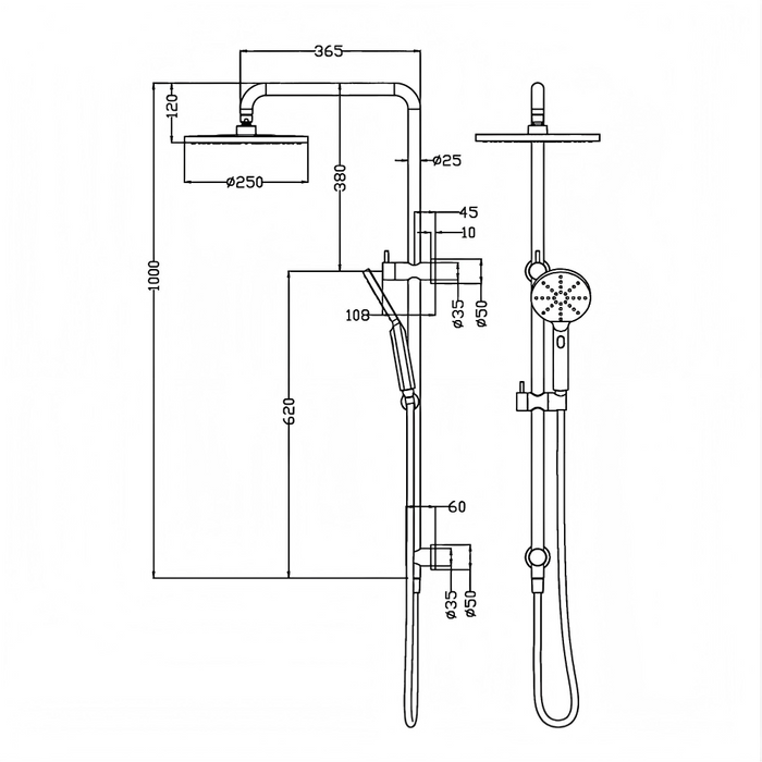 Complete Brushed Copper Round Essential Bathroom Package - Tapware, Shower Set & Accessories