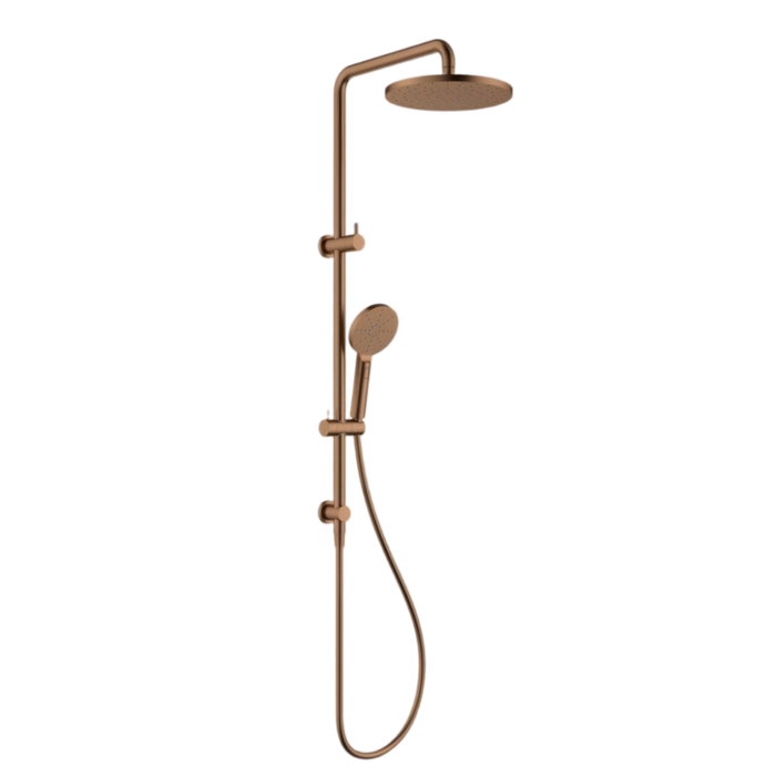 Complete Brushed Copper Round Essential Bathroom Package - Tapware, Shower Set & Accessories