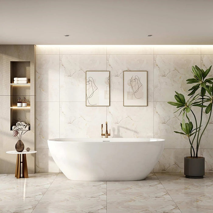 1500/1700*800*580mm Mercio Pilato White Oval Freestanding Bathtub