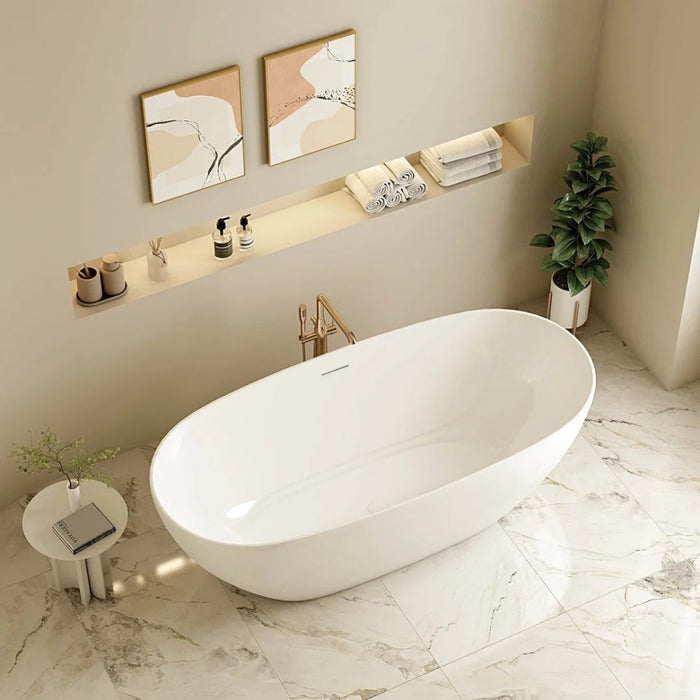 1500/1700*800*580mm Mercio Pilato White Oval Freestanding Bathtub