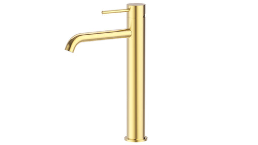 Ikon Otus Slimline Stainless Steel/Chrome/Matt Black/Gunmetal Grey/Brushed Gold Stainless Steel Highrise Curved Spout Basin Mixer - HD reno