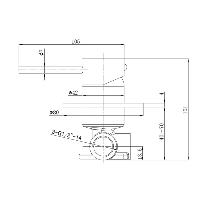 ACL Otus Slimline Stainless Steel Wall Mixer Rough-In Body Only