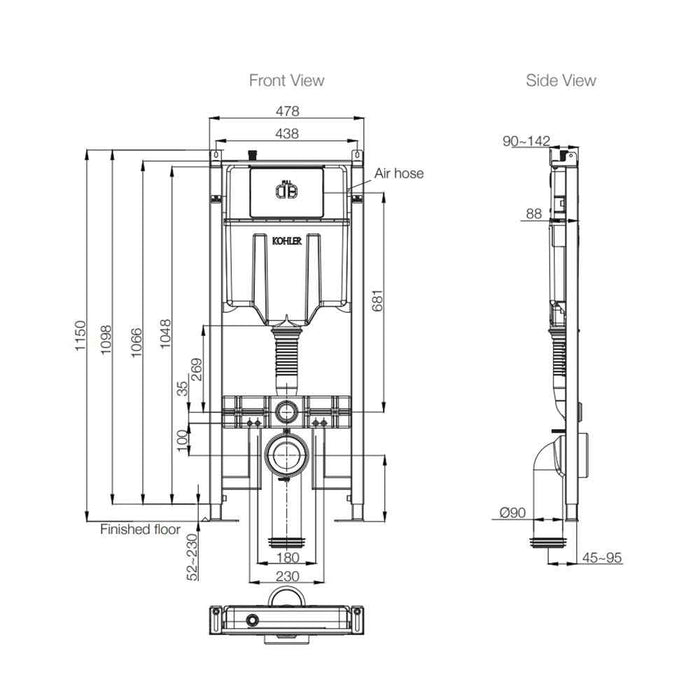 560*370*400mm Kohler Grande Ceramic Gloss White Rimless With Electronic Handheld Remote Bidet Seat Smart Toilet (Copy)