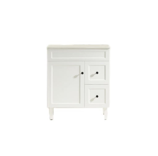 750*455*860mm POS Harrington Matt White PVC Constructed Freestanding Vanity With Legs - Right Hand Drawer - HD reno