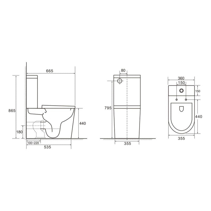 670*360*850mm Mercio Pani Ceramic High Gloss White Rimless Back To Wall Toilet