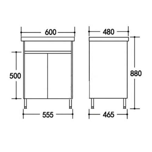 600*480*880mm PVC Laundry Tub Cabinet with Ceramic Laundry Sink