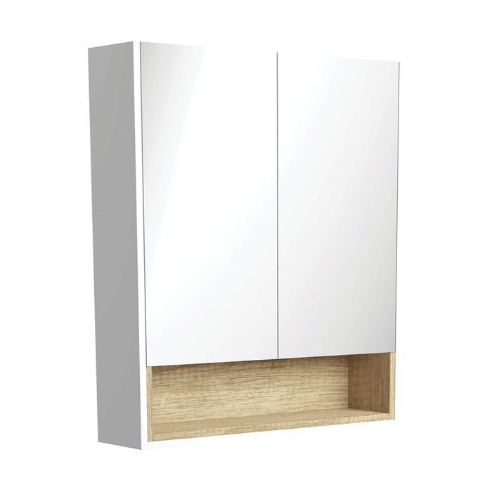 750-1200*850*180mm Fienza Satin White With Scandi Oak Copper-free Glass Rectangle Shaving Cabinet With Shelf