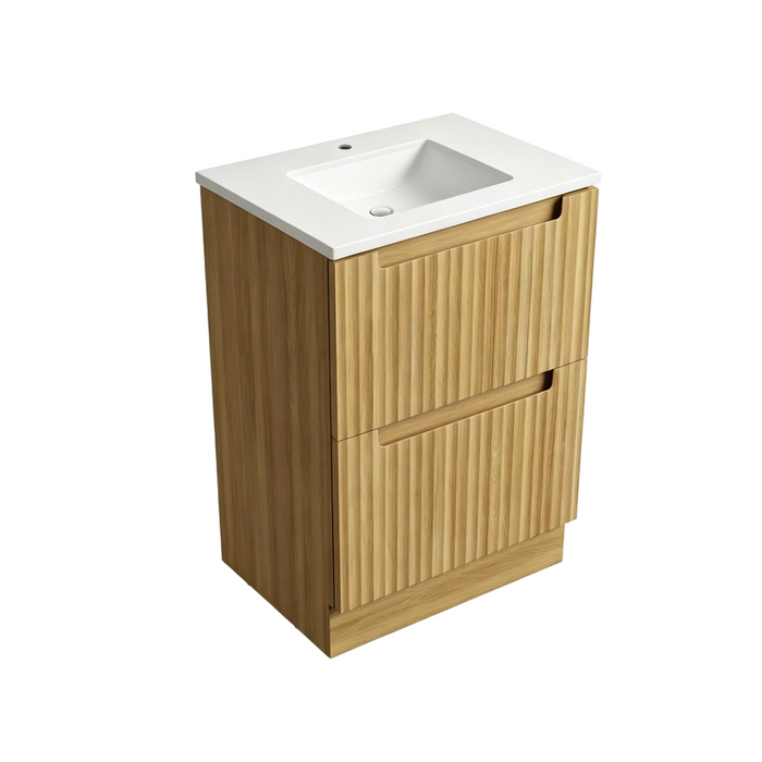 600*460*850mm Aulic Lovina Harvest Oak Plywood Fluted Freestanding Vanity