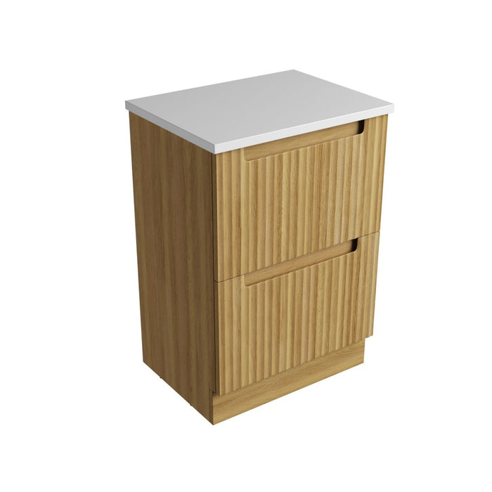 600*460*850mm Aulic Lovina Harvest Oak Plywood Fluted Freestanding Vanity