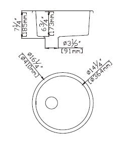 410*410*210mm Matte Black Single Bowl Quartz Undermount Kitchen Sink