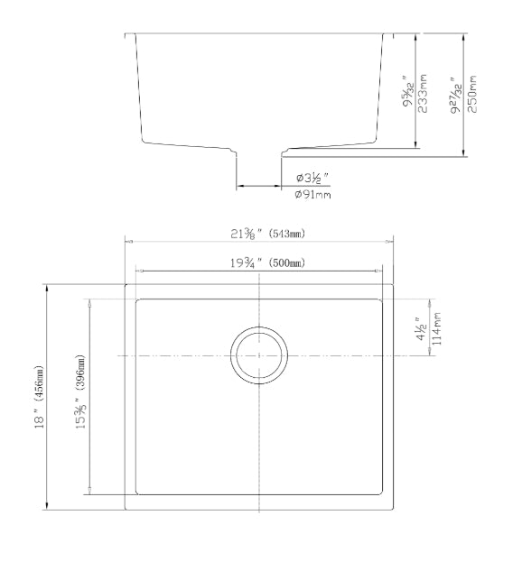 543*457*250mm Matte White Single Bowl Quartz Undermount Kitchen Sink