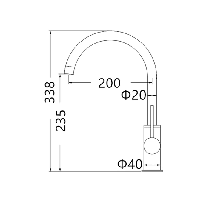 INS Roul Matt Black Round Kitchen Mixer